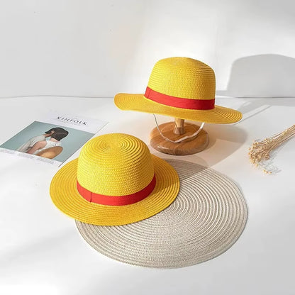 One Piece Luffy Straw Hat Cosplay Anime Costume Sunshade Performance Cap Handwoven Straw Hat Family Matching Hat