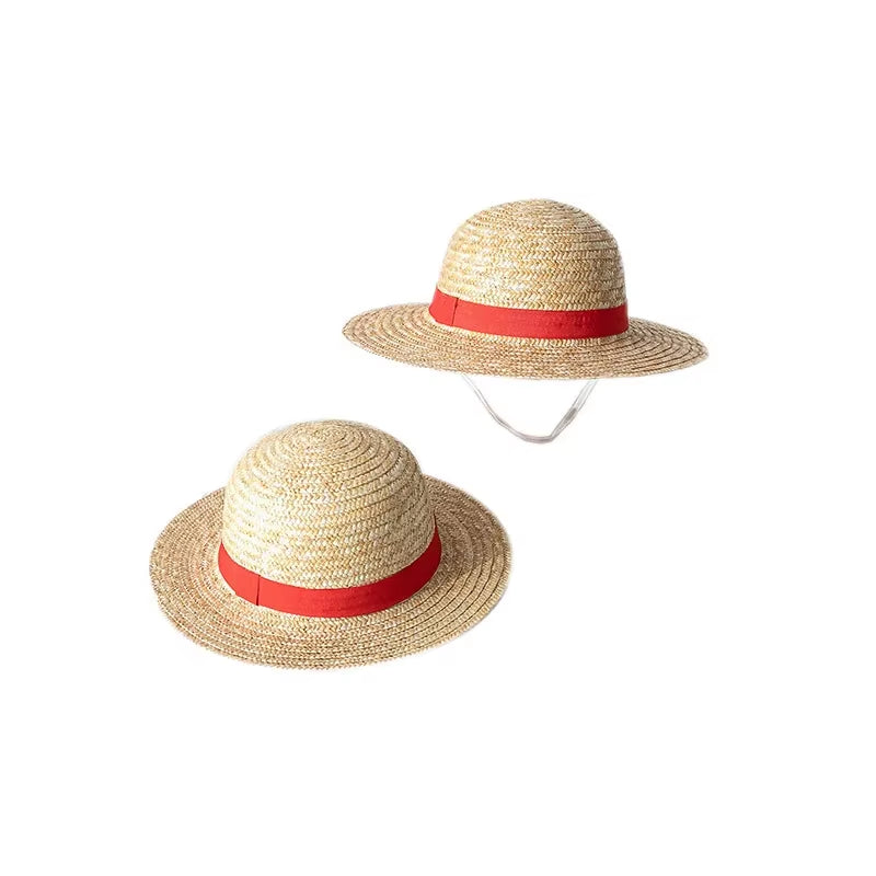 One Piece Luffy Straw Hat Cosplay Anime Costume Sunshade Performance Cap Handwoven Straw Hat Family Matching Hat