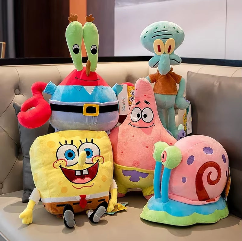 Anime Spongebob Squarepants Patrick Star Squidward Eugene H. Krabs Gary Kawaii Stuffed Plush Toys Keychain Birthday Gift for Kid