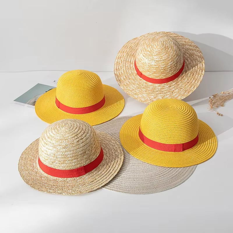 One Piece Luffy Straw Hat Cosplay Anime Costume Sunshade Performance Cap Handwoven Straw Hat Family Matching Hat