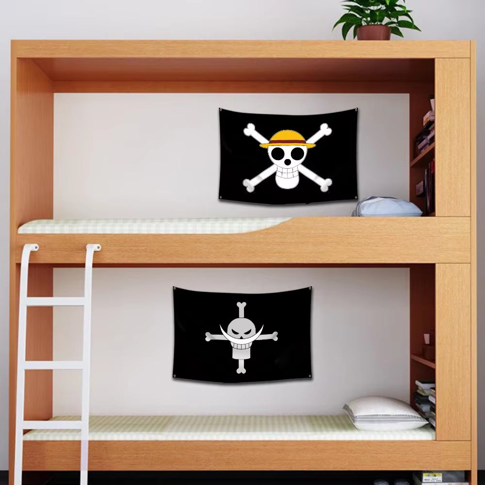 Anime One Piece Pirate Skull Flag Home Bedroom Wall Decor Banner Painting Luffy Straw Hat Pirates Flag Toys for Children Gift