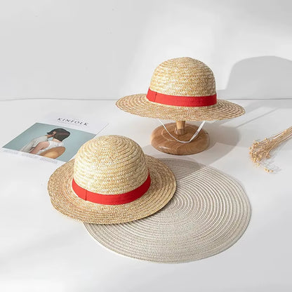 One Piece Luffy Straw Hat Cosplay Anime Costume Sunshade Performance Cap Handwoven Straw Hat Family Matching Hat
