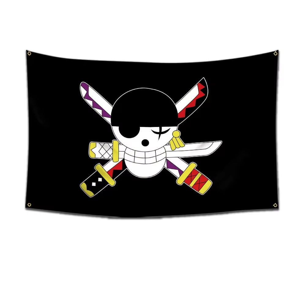 Anime One Piece Pirate Skull Flag Home Bedroom Wall Decor Banner Painting Luffy Straw Hat Pirates Flag Toys for Children Gift
