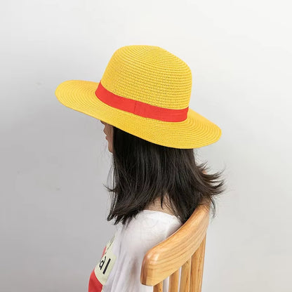 One Piece Luffy Straw Hat Cosplay Anime Costume Sunshade Performance Cap Handwoven Straw Hat Family Matching Hat