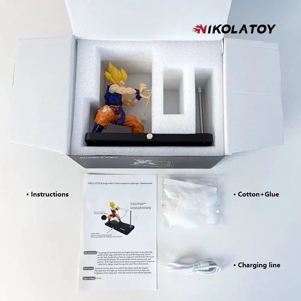In Stock Nikolatoy Dragon Ball Son Goku Kame Hame Ha Night Touch Magnetic Lamp Model Ornament Anime Peripheral Toys Gifts