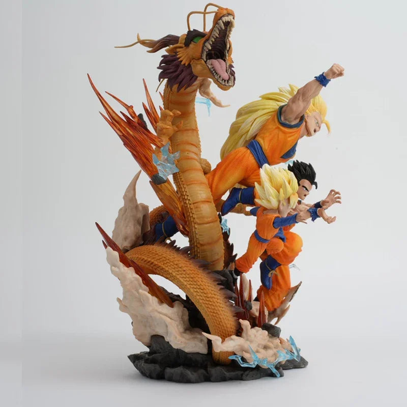 28CM Dragon Ball Super Three Dragon Fist Wukong Three Father and Son Gohan Goten Figure Model Toy Ornament Collection Gift