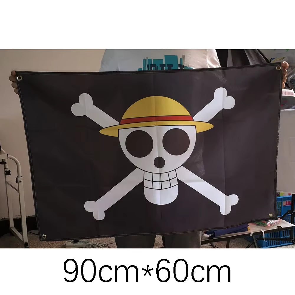 Anime One Piece Pirate Skull Flag Home Bedroom Wall Decor Banner Painting Luffy Straw Hat Pirates Flag Toys for Children Gift