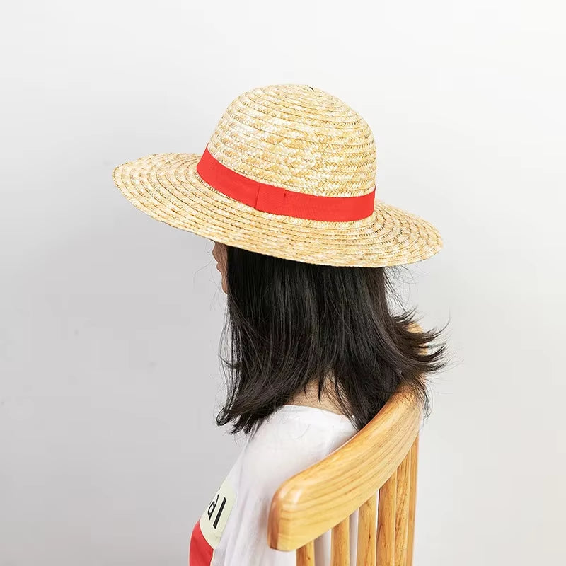 One Piece Luffy Straw Hat Cosplay Anime Costume Sunshade Performance Cap Handwoven Straw Hat Family Matching Hat