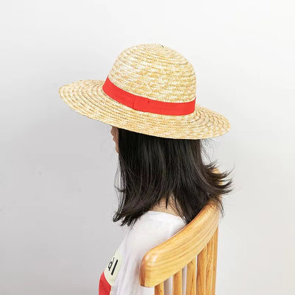 One Piece Luffy Straw Hat Cosplay Anime Costume Sunshade Performance Cap Handwoven Straw Hat Family Matching Hat