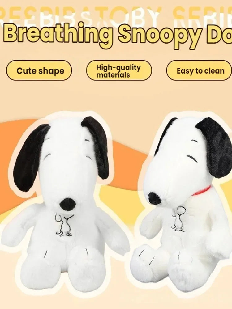 New Baby Breathing Soothing Snoopy White Dog Plush Doll Sleeping Companion Music and Light Doll Sensory Stuffed Toy Kids Gift
